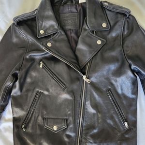 Levis 100% Genuine Sheep Leather Black Moto Jacker Size S